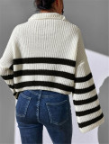 SC Stripe Color Block Zipper Sweater GZYF-1017