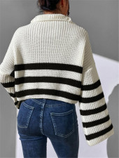 SC Stripe Color Block Zipper Sweater GZYF-1017