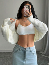 SC Loose Solid Color Knits Sweater Shawl Coat GZYF-1186