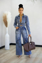 SC Fashion Denim Long Sleeve Two Piece Pants Set CM-9537