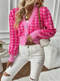 SC Houndstooth-Patterned Knit Cardigan Coat GZYF-1087