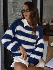 SC Stripe Contrast Color Knits Sweater GZYF-1176