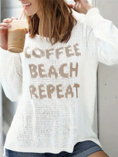 SC Letter Print Loose Knits Tops GZYF-1188