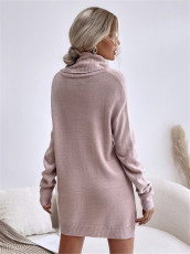 SC Solid Color Loose Knits Sweater Dress GZYF-1068