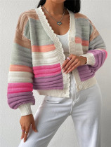 SC Stripe Color Block Cardigan Sweater GZYF-1167