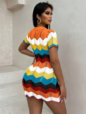 SC Contrast Color Knits Sweater Dress GZYF-1050