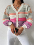 SC Stripe Color Block Cardigan Sweater GZYF-1167