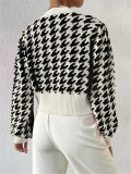 SC Houndstooth-Patterned Knit Cardigan Coat GZYF-1087
