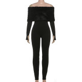 SC Fur Patchwork Skinny Jumpsuit GZJQ-K25Q83893