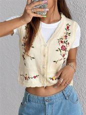 SC Embroidered Knit Sweater Vest GZYF-1202