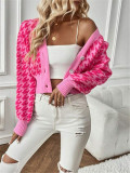 SC Houndstooth-Patterned Knit Cardigan Coat GZYF-1087
