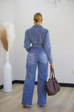 SC Fashion Denim Long Sleeve Two Piece Pants Set CM-9537