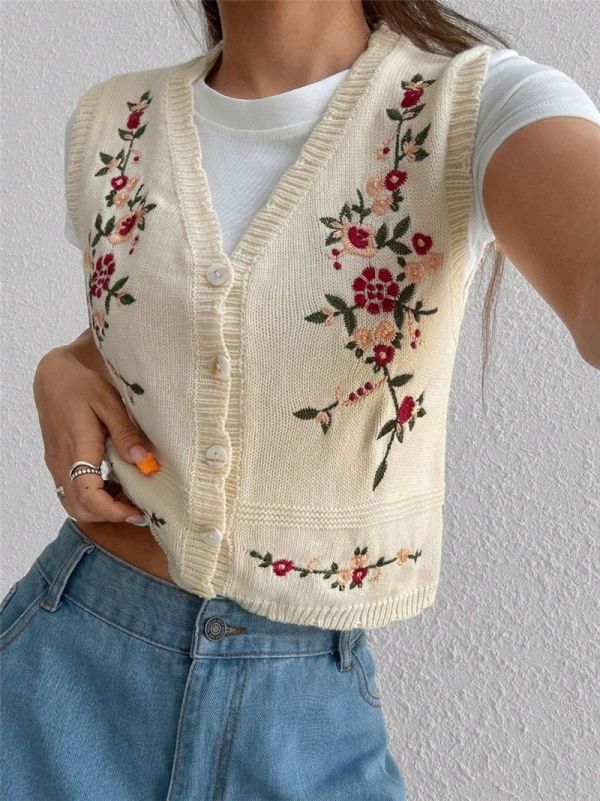 SC Embroidered Knit Sweater Vest GZYF-1202