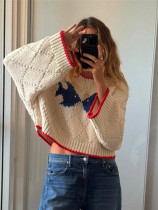 SC Retro Color-Block Knit Oversized Sweater GZYF-1201