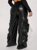 SC Zip-Off Multi-Pocket Leather Pants YMEF-58035