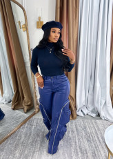 SC Zip-Off Multi-Pocket Leather Pants YMEF-58035