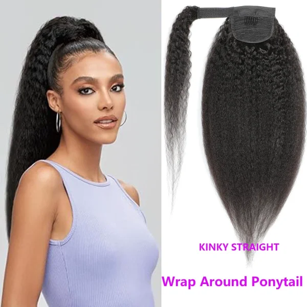 SC Human Hair Wrap Around Ponytail Kinky Straight Wigs JKLS-54909