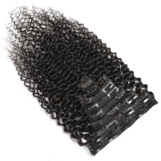 SC Human Hair Kinky Curly Clip Wig 8pcs JKLS-76565