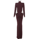 SC Hollow Out Ruched Maxi Dress GSLF-K25D80985