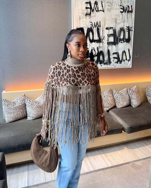 SC Casual Leopard Print Tassel Knits Tops TR-1347