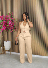 SC V Neck Sleeveless Vest Pants Suit SHMF-6183