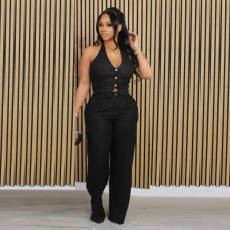 SC V Neck Sleeveless Vest Pants Suit SHMF-6183