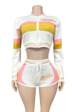 SC Zipper Contrast Color Two Piece Shorts Set GFCF-1407