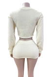 SC Embroidered Sweatshirt Fashion Mini Skirt Set GFCF-1414