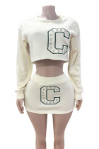 SC Embroidered Sweatshirt Fashion Mini Skirt Set GFCF-1414