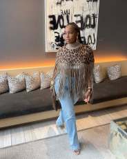 SC Casual Leopard Print Tassel Knits Tops TR-1347