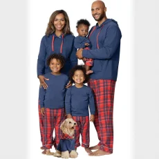 SC Christmas Plaid Print Matching Family Long-Sleeve Pajama Set GSGS-0634