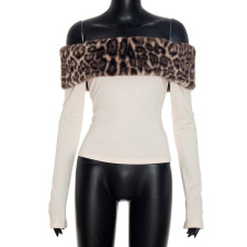 SC Sexy Leopard Print Patchwork Long Sleeved Top GSBD-J25TP325
