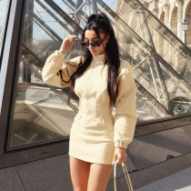 SC Casual Long Sleeve Zipper Mini Dress GSBD-D25DS466