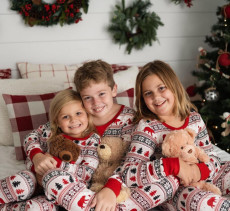 SC Christmas Print Matching Family Long-Sleeve Pajama Sets GSGS-0528#