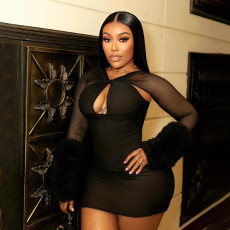 SC Mesh Long Sleeve Bodycon Dress GSBD-D25DS230