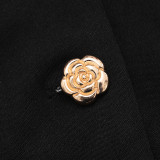 SC Fashion Rose Metal Button Lapel Long Sleeve Rompers GSBD-J25RP228