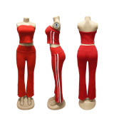 SC Stripe Patchwork Zipper Long Sleeve Pants 3 Piece Set  SFY-702