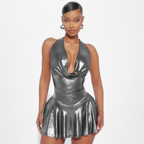 SC Fashion Sexy Backless Strappy Pleated Mini Dress GSBD-D24DS675