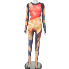 SC Printed Long Sleeve Tight Jumpsuits GSBD-D25JP229