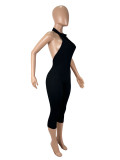 SC Solid Color Backless Tight Jumpsuit SHD-9574