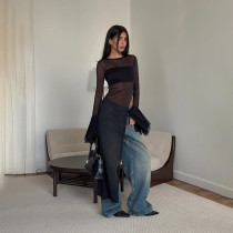 SC Sexy Mesh Flare Sleeve Long Smock GAXB-P0296TP