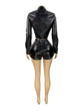 SC PU Leather Button Tops Two Piece Skirt Set CH-25105