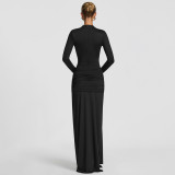 SC Solid Color Long Sleeve Maxi Dress GAXB-A724DS