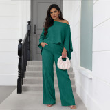 SC Bat Sleeve Solid Color Loose Two Piece Pants Set ASL-6812