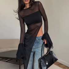 SC Sexy Mesh Flare Sleeve Long Smock GAXB-P0296TP