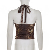 SC Deep V-neck Animal Print Halterneck Tops GPKJ-MR44910