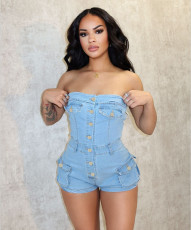 SC Fashion Denim Tube Tops Romper BGN-362