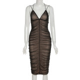 SC Mesh See Through Backless Midi Dress GAXB-P0287DS