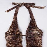 SC Deep V-neck Animal Print Halterneck Tops GPKJ-MR44910