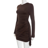 SC Solid Color Ruched Mini Dress GSZM-D25DS500